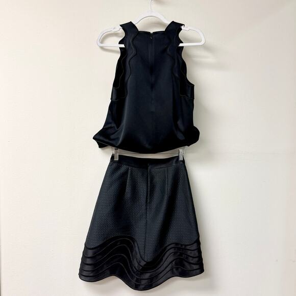 3.1 Phillip Lim Ric Rac Crepe Satin Tank Top & Mini Skirt Set Black Women's 0/00 - Picture 7 of 8
